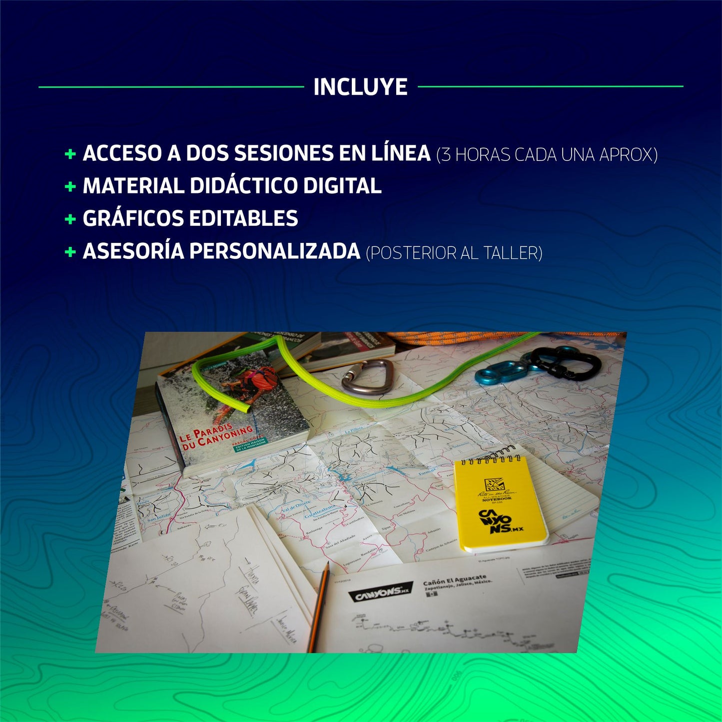 Taller en línea DOCUMENTACIÓN Y TRAZO DE CROQUIS DE BARRANCOS / Canyons.mx