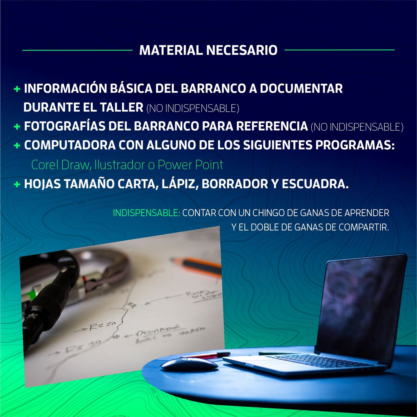 Taller en línea DOCUMENTACIÓN Y TRAZO DE CROQUIS DE BARRANCOS / Canyons.mx