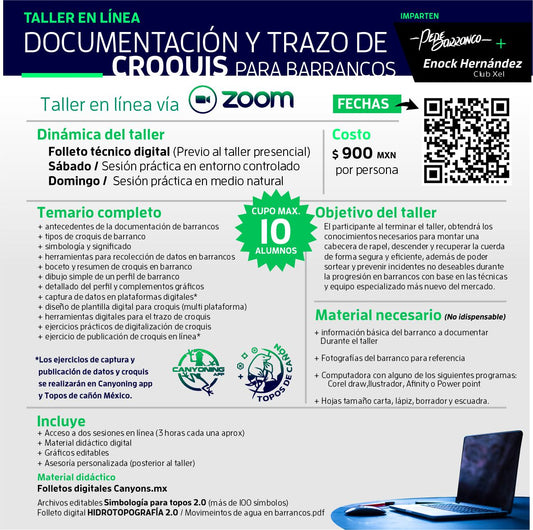 Taller en línea DOCUMENTACIÓN Y TRAZO DE CROQUIS PARA BARRANCOS / Canyons.mx