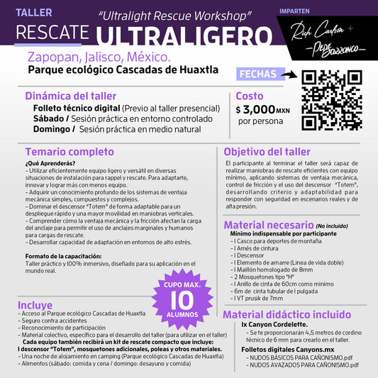 Taller RESCATE ULTRALIGERO / Rich Carlson + Canyons.mx