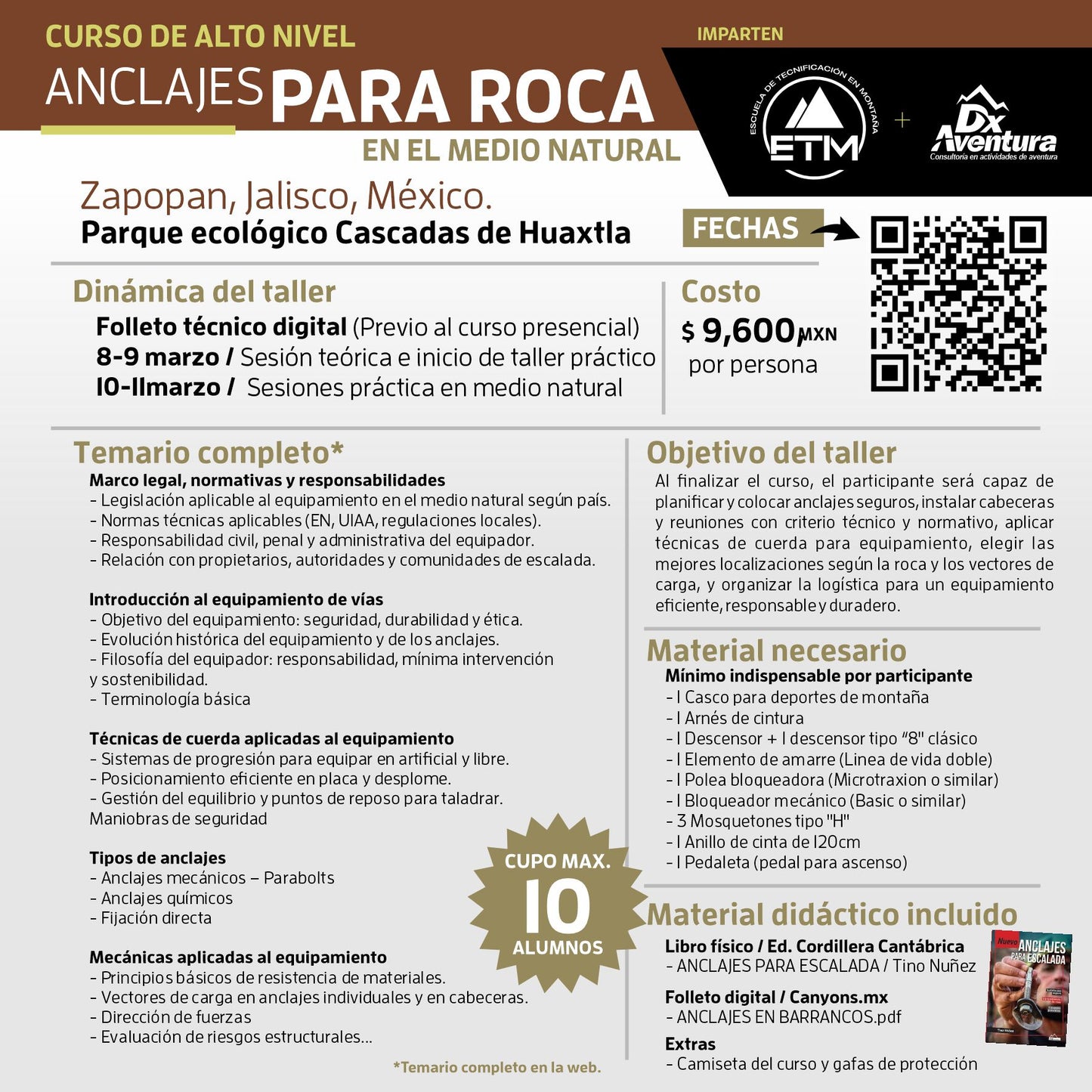 Curso de alto nivel ANCLAJES PARA ROCA EN EL MEDIO NATURAL / ETM + Dx Aventura