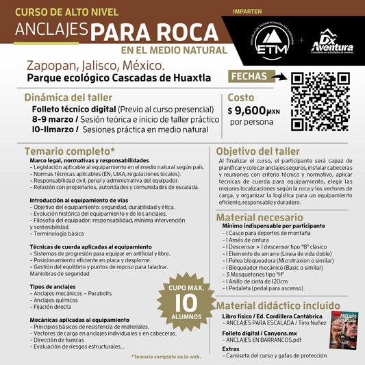 Curso de alto nivel ANCLAJES PARA ROCA EN EL MEDIO NATURAL / ETM + Dx Aventura