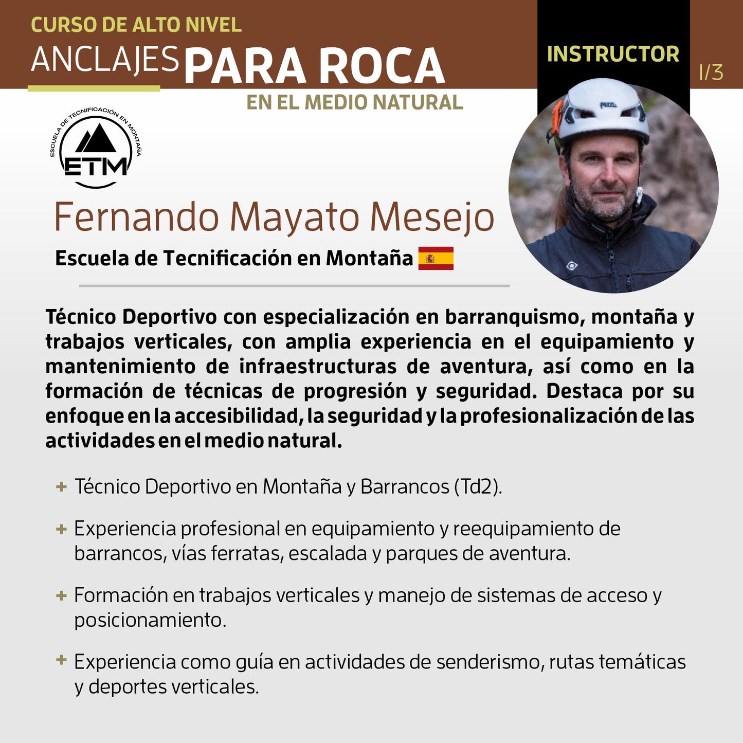 Curso de alto nivel ANCLAJES PARA ROCA EN EL MEDIO NATURAL / ETM + Dx Aventura