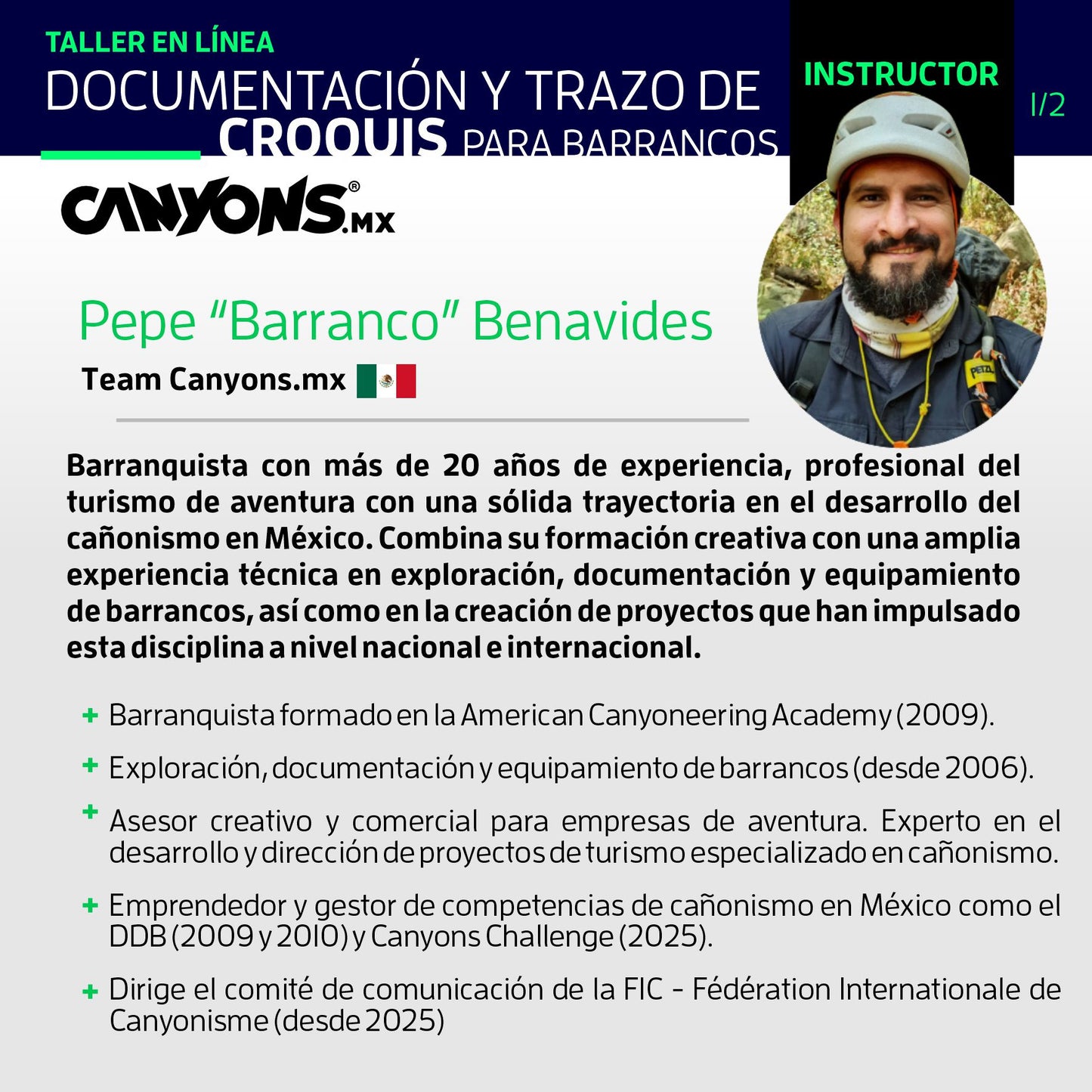 Taller en línea DOCUMENTACIÓN Y TRAZO  DE CROQUIS PARA BARRANCOS / Canyons.mx