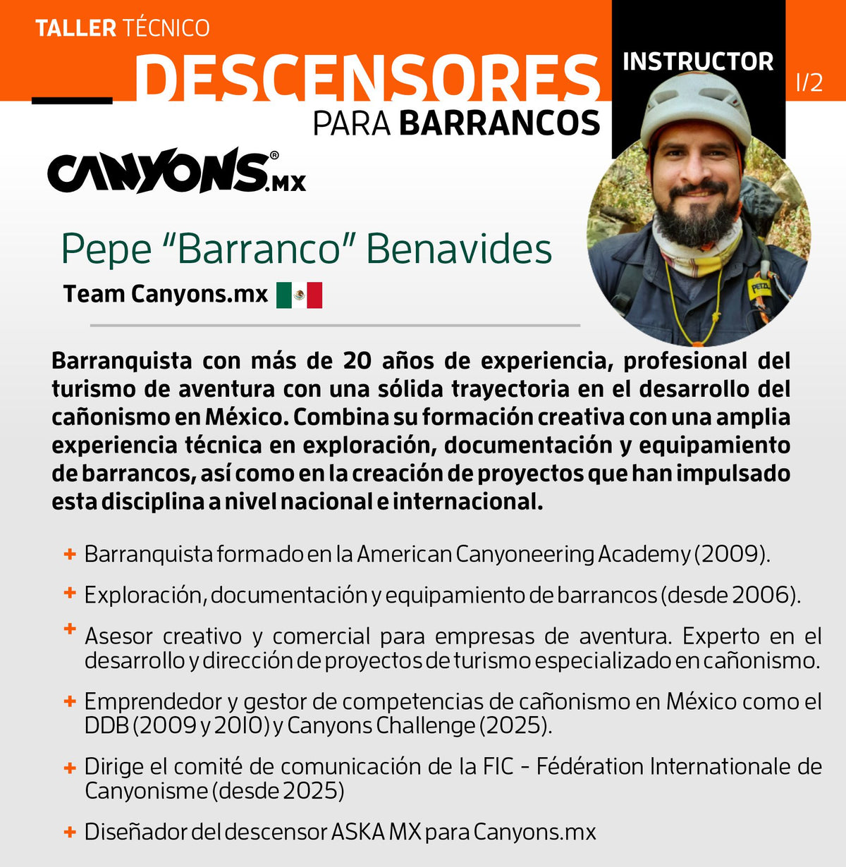 Taller DESCENSORES PARA BARRANCOS / Canyons.mx