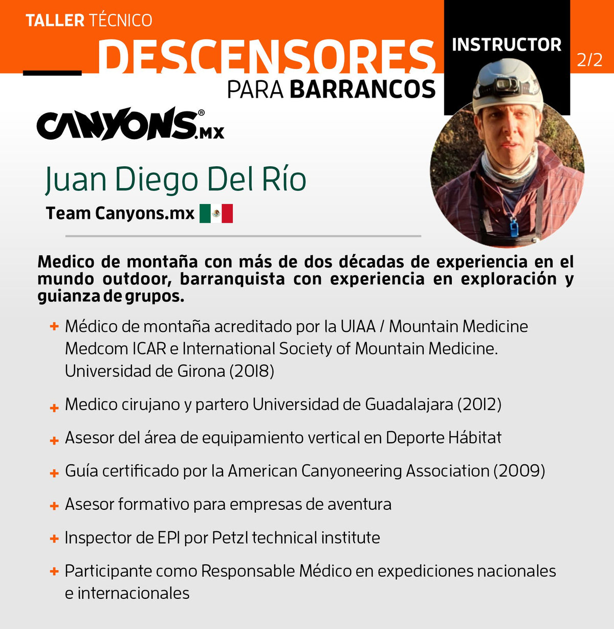 Taller DESCENSORES PARA BARRANCOS / Canyons.mx