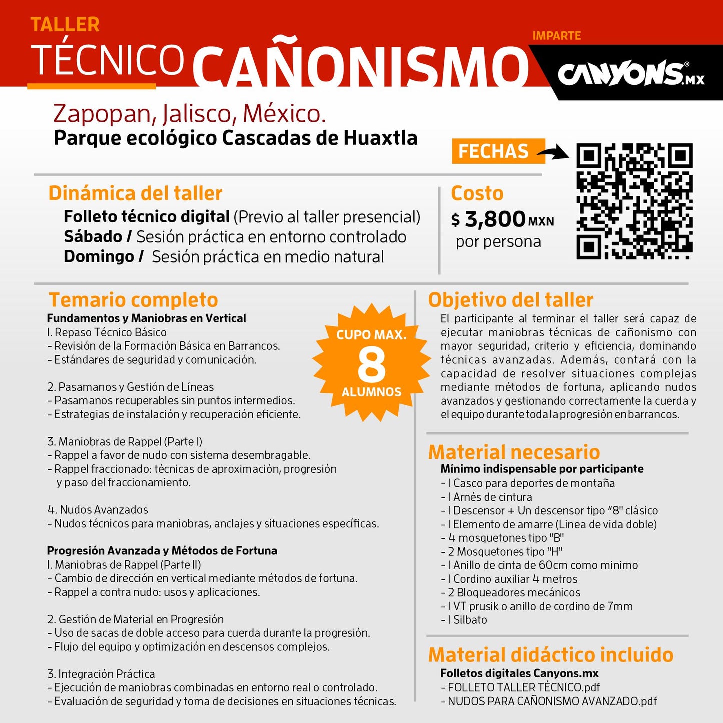 Taller TÉCNICO CAÑONISMO / Canyons.mx