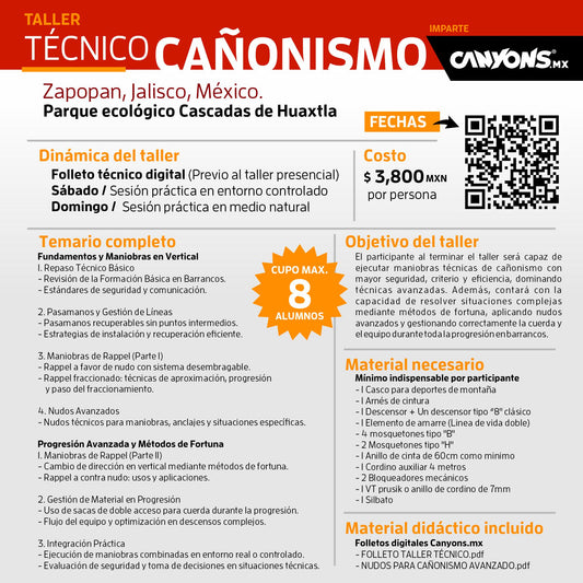 Taller TÉCNICO CAÑONISMO / Canyons.mx