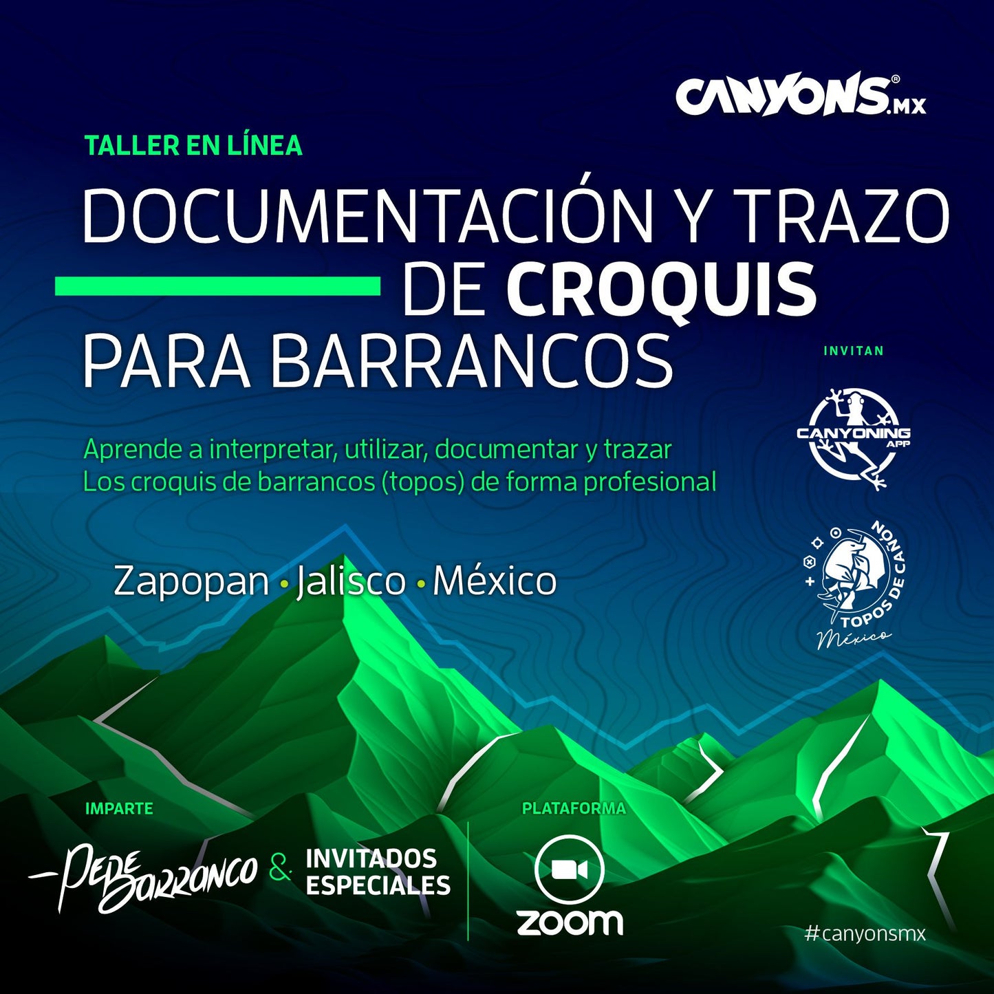 Taller en línea DOCUMENTACIÓN Y TRAZO  DE CROQUIS PARA BARRANCOS / Canyons.mx